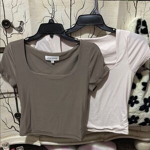 2 Set Pink Rose Women's Tops - Brown & Cream